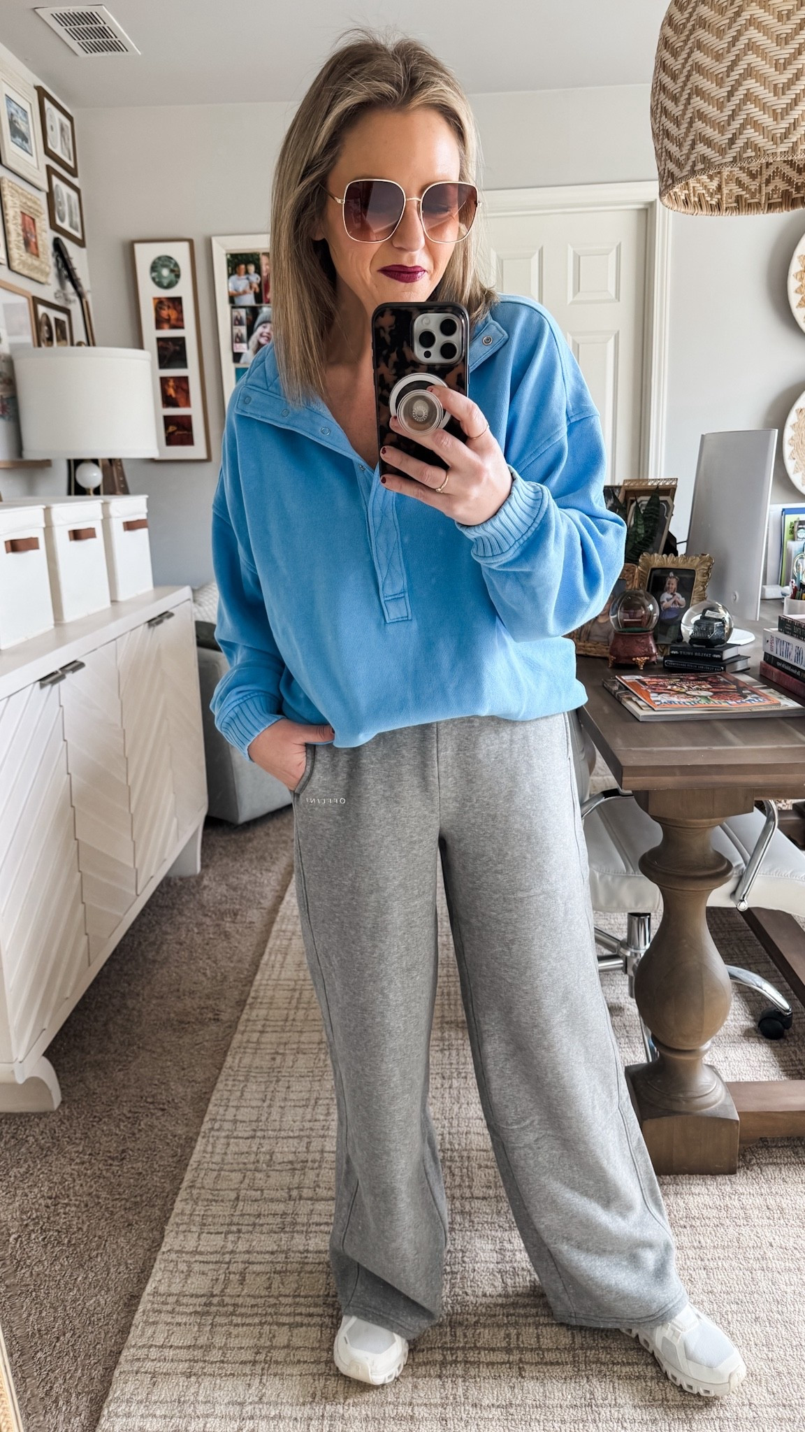 So stoked Aerie brought my fave snap pullover back and in gorgeous new colors! Also loving these wide leg trouser sweats 🔥😍 All on sale right now; I’m wearing my regular size small in all pieces; top is oversized so if you prefer less oversized, size down. 

#LTKSaleAlert #LTKootd #LTKOver40