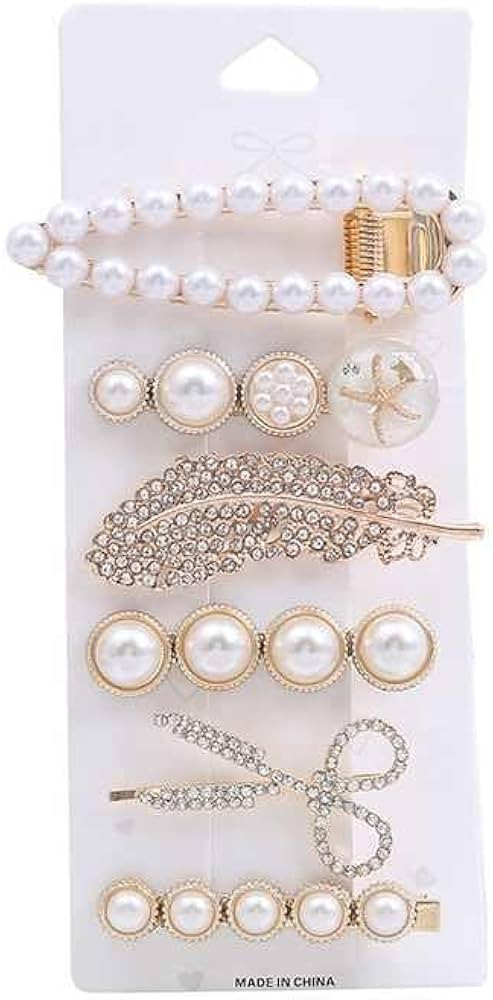 Camel Shopping 5 Pcs 6Pcs Pearl Hair Clips Large Hair Pins Barrette Ties for Women Girls, Handmad... | Amazon (US)
