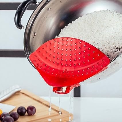 Kitchen Gizmo Snap N Strain Adjustable Silicone Clip On Strainer for Pots, Pans and Bowls - Red | Amazon (US)