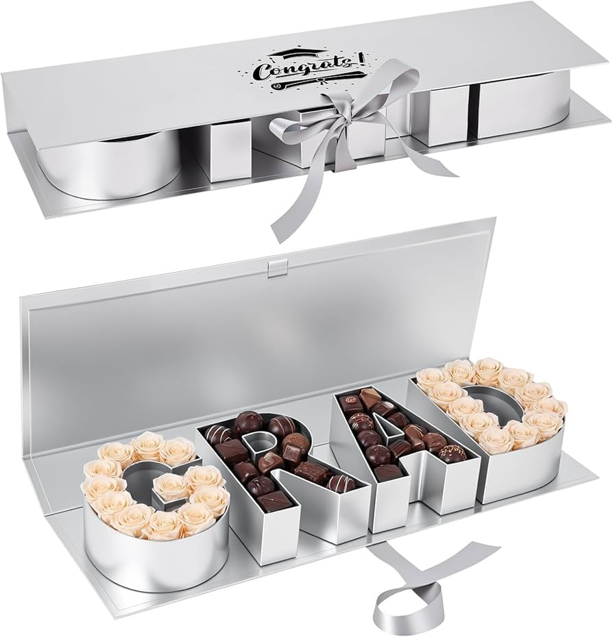 Trandraft Graduation Flower Gift Box Empty Grad Letter Large Flower Box with Ribbon Chocolate Ros... | Amazon (US)