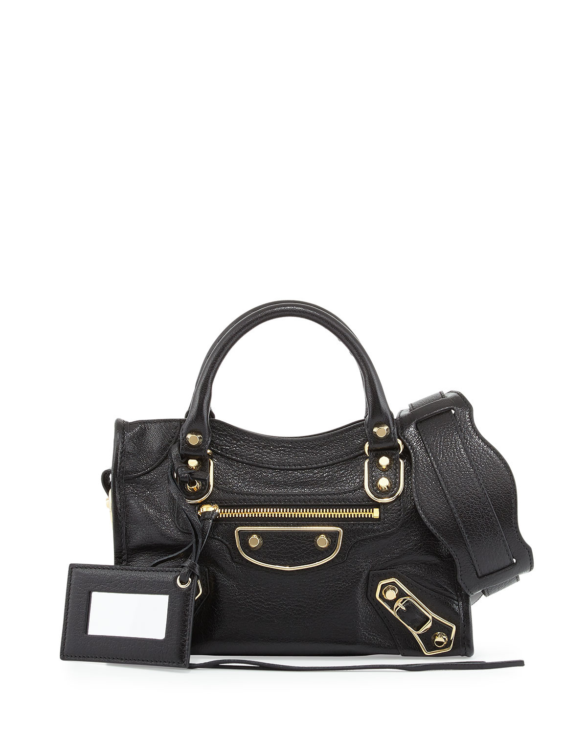 Metallic Edge City Mini Bag, Black | Neiman Marcus