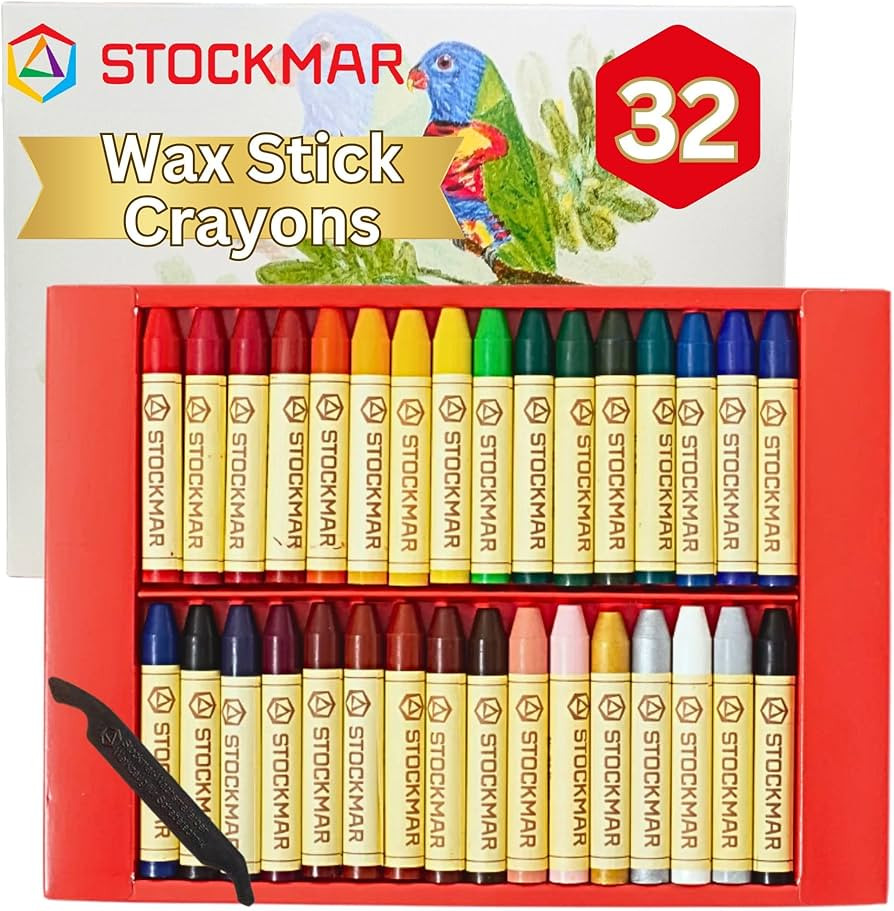 STOCKMAR Beeswax Stick Crayons - Set of 32 Jumbo Crayons, Non Toxic, Beeswax Crayons For Toddlers... | Amazon (US)