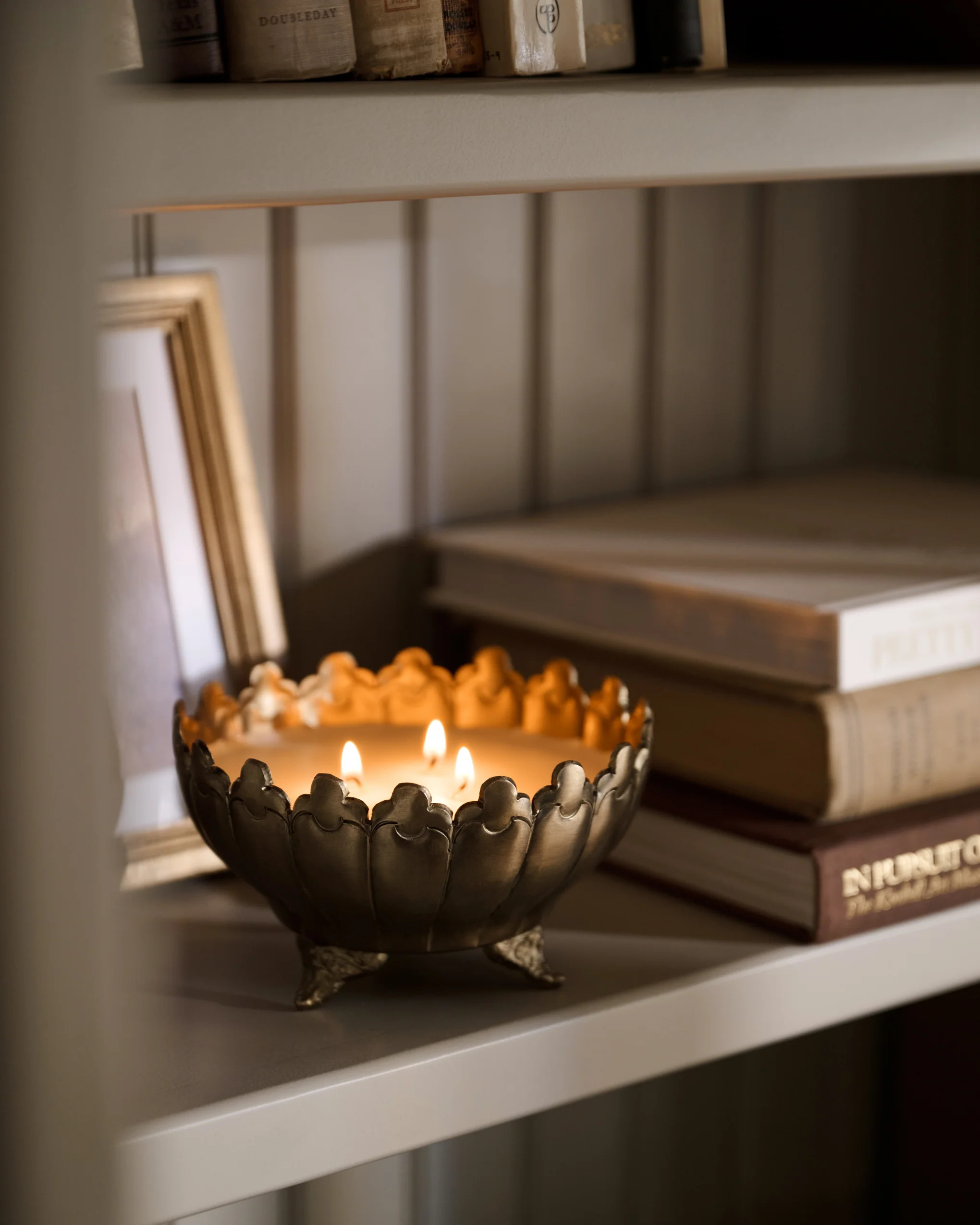 Antique Brass Footed Candle Bowl | Magnolia