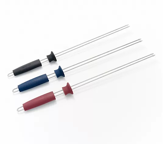Technique Set of 3 Stainless Steel BBQ Skewers w/ Push-Off Slider - QVC.com | QVC