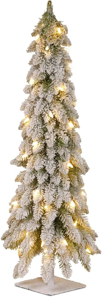 National Tree Company Pre-Lit Artificial Christmas Tree, Snowy Downswept, Green, White Lights, In... | Amazon (US)