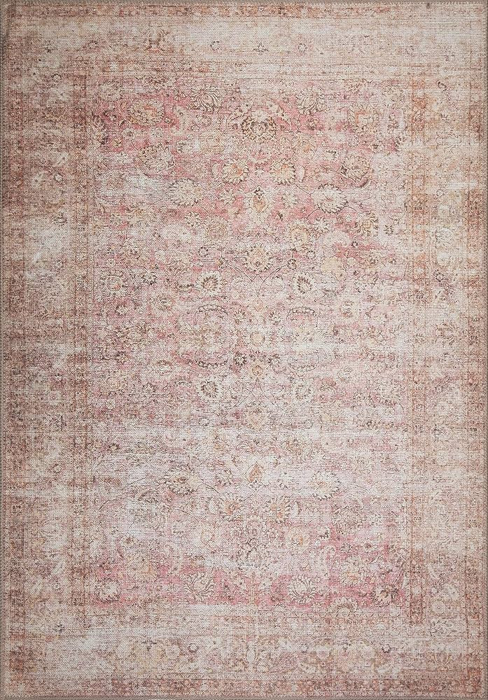 Adiva Rugs Machine Washable Water and Dirt Proof Area Rug for Living Room, Bedroom, Home Decor (Pink | Amazon (US)