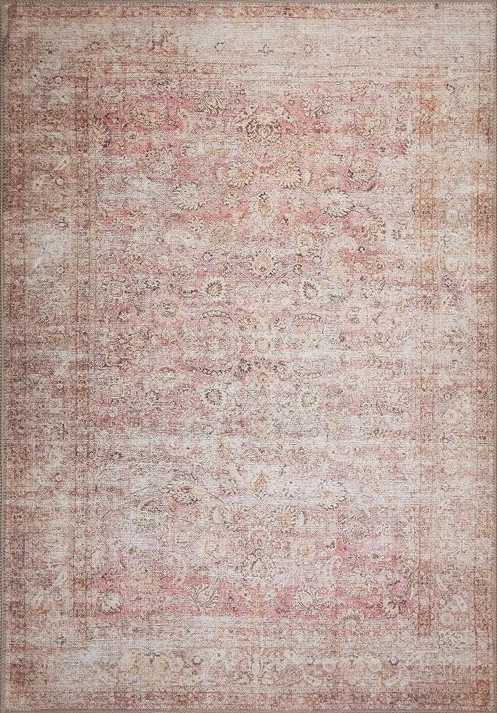 Adiva Rugs Machine Washable Water and Dirt Proof Area Rug for Living Room, Bedroom, Home Decor (Pink | Amazon (US)