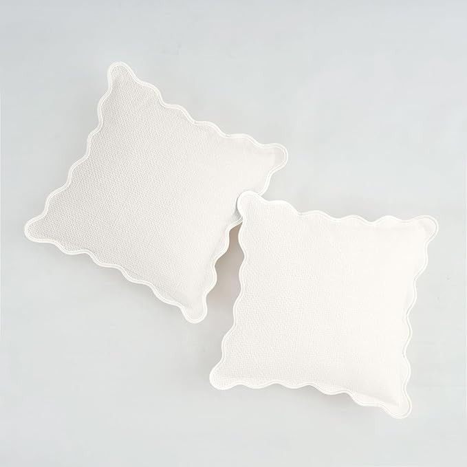 Amazon.com: Mayler Yee Scalloped Pillow Covers Set of 2 for Living Room | Decorative Sofa Couch P... | Amazon (US)