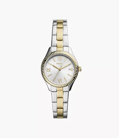 Rye Three-Hand Date Two-Tone Stainless Steel Watch | Fossil (US)