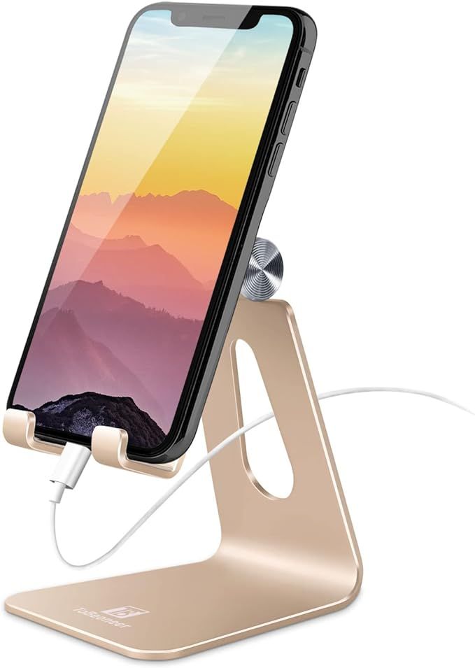 Tobeoneer Adjustable Cell Phone Stand Desktop Phone Holder, Aluminum Desk Stand Cradle Dock for i... | Amazon (US)