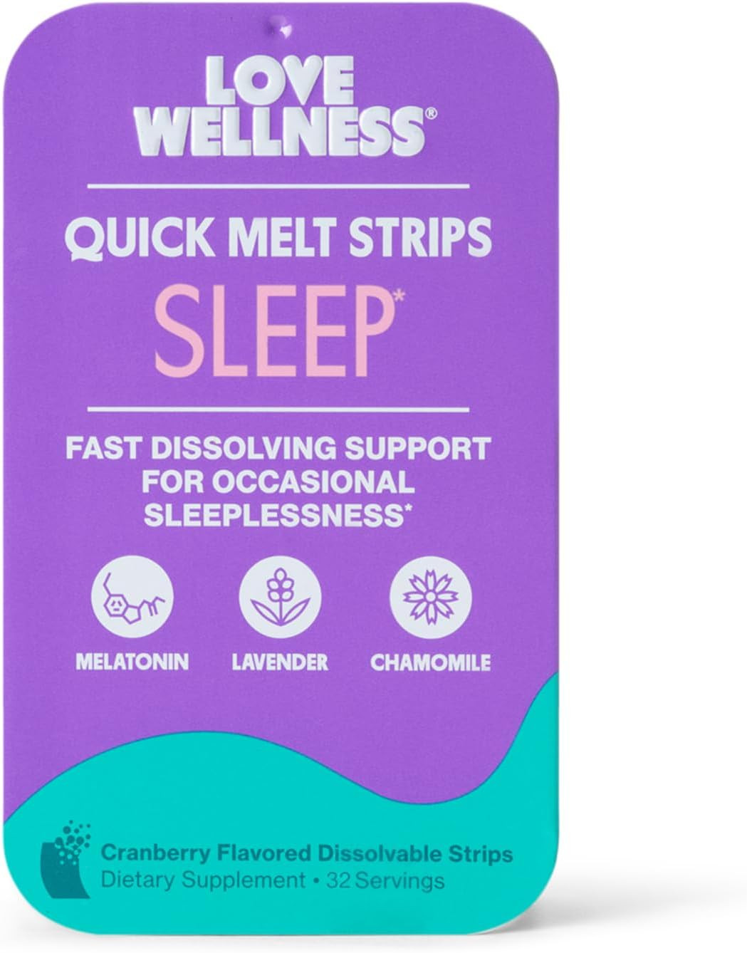 Love Wellness Sleep* Quick Melt Strips - Fast-Dissolving Sleep Support with Melatonin and Calming Botanicals - Promotes Restful Sleep* - No Water Needed - Vegan and Sugar-Free - 32 Strips | Amazon (US)