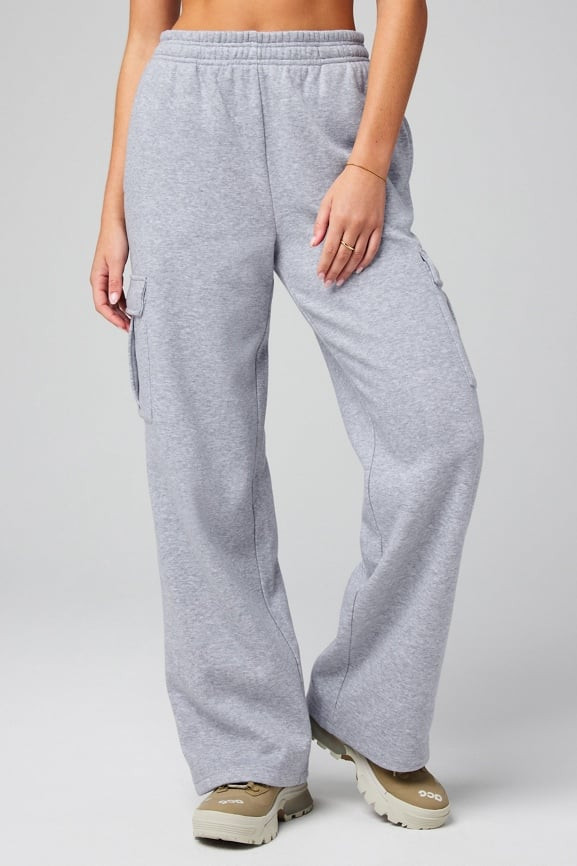 Cozy Fleece Wide Leg Cargo Sweatpant | Fabletics