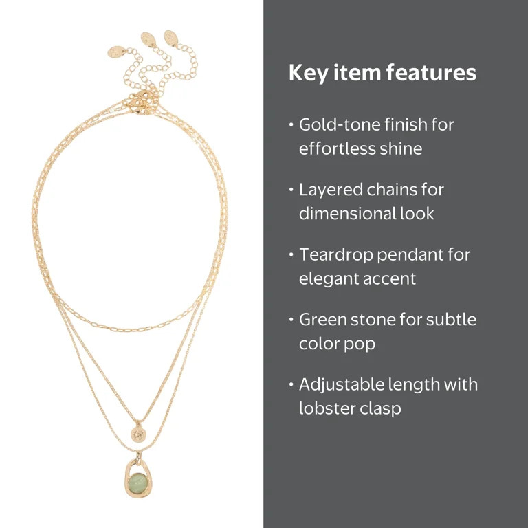 Time and Tru Women\u2019s Gold-Tone Multi-Layer Pendant Necklace | Walmart (US)