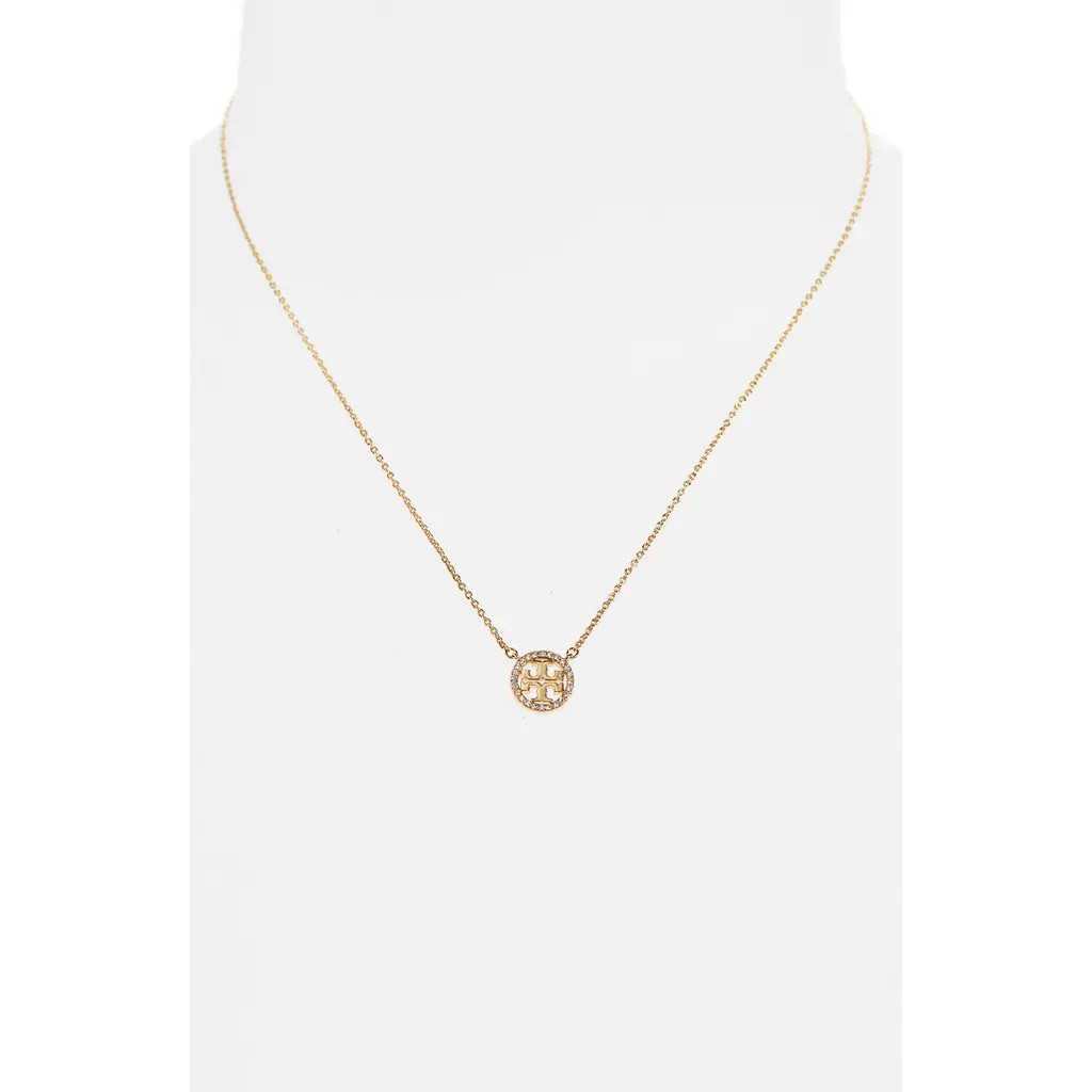 Tory Burch Pavé Logo Pendant Necklace in Tory Gold/Crystal at Nordstrom | Nordstrom