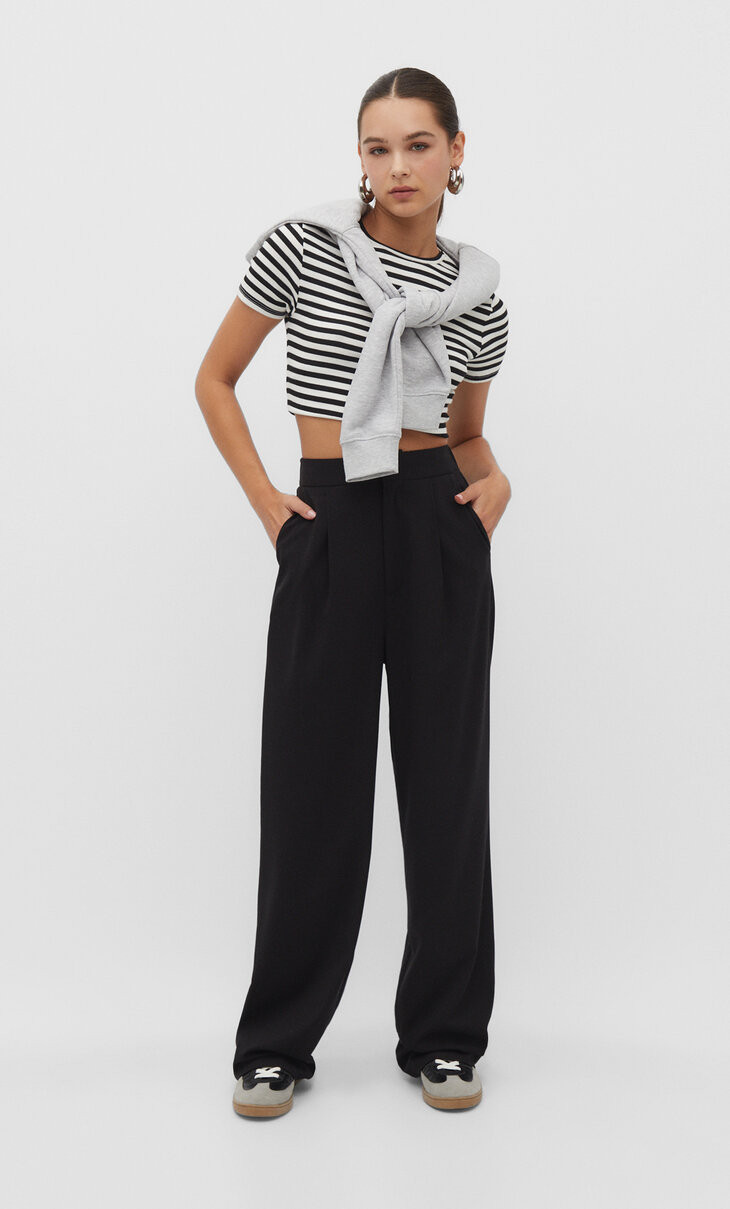 Smart straight-leg trousers - Women's fashion | Stradivarius France | Stradivarius (FR)