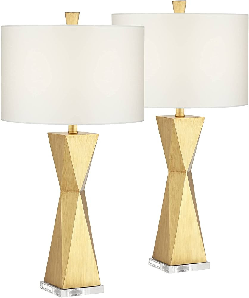 Universal Lighting and Decor Kalso Brushed Gold Quadrangle Table Lamps Set of 2 | Amazon (US)