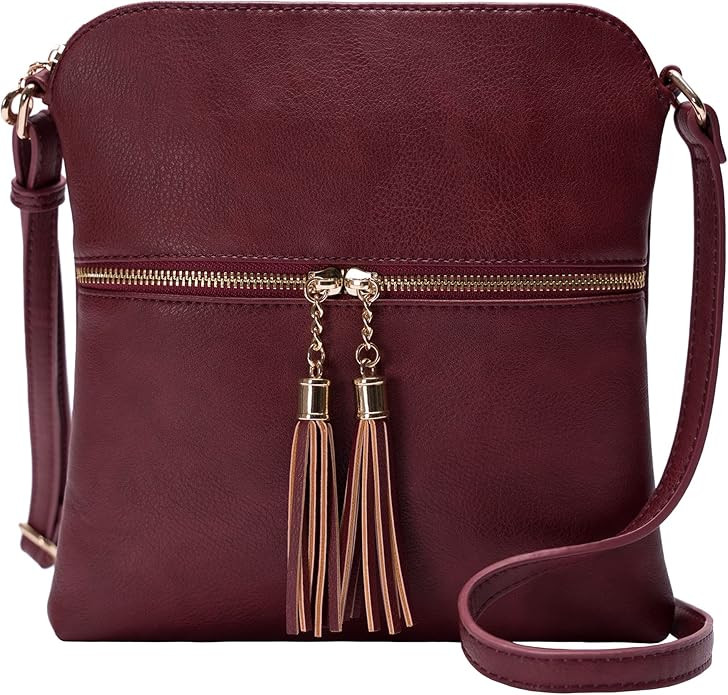 Solene Womens Lightweight Medium Crossbody Purse with Tassel, Perfect Size Crossbody Bags for Dai... | Amazon (US)