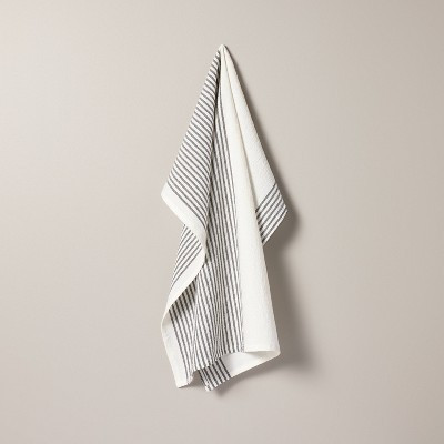 Mini Stripe Flour Sack Kitchen Towel Dark Gray/Cream - Hearth & Hand™ with Magnolia: Machine Washable, Cotton Weave | Target