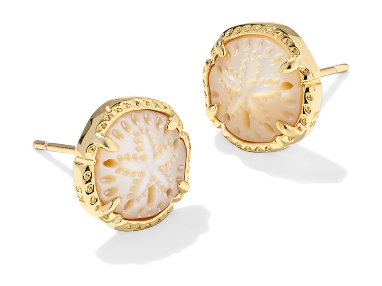 Kendra Scott Womens Sand Dollar Stud Earrings Gold Natural Mother Of Pearl One Size One Size | Amazon (US)