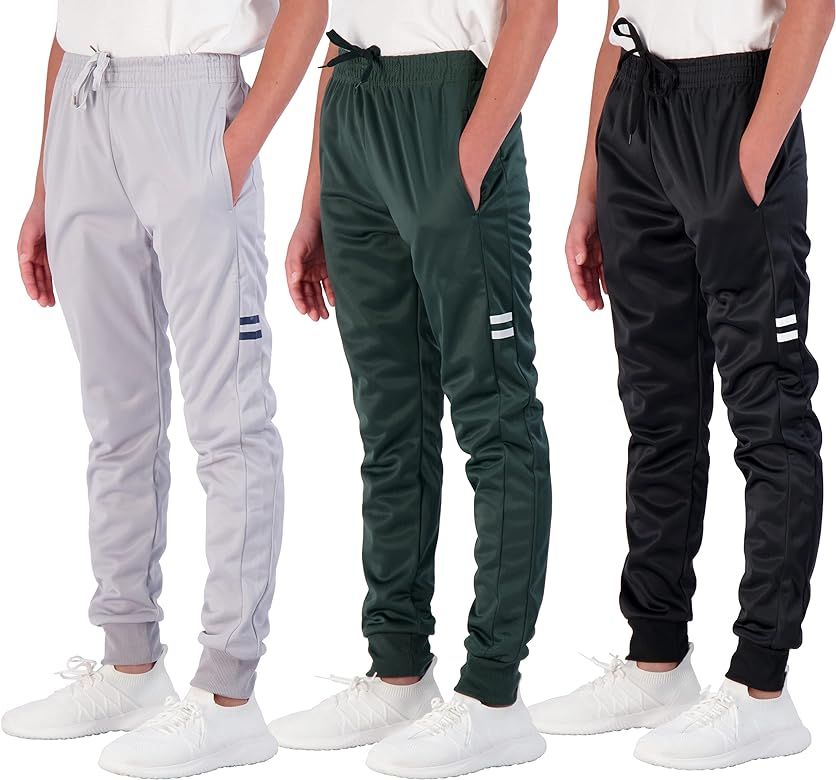 Real Essentials 3 Pack: Boy's Active Athletic Casual Jogger Sweatpants with Pockets | Amazon (US)