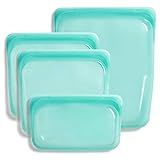 Stasher Platinum Silicone Food Grade Reusable Storage Bag, Aqua (Bundle 4-Pack Small) | Reduce Singl | Amazon (US)