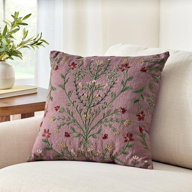 BHG 20"x20" Violet Florence Floral Throw Pillow(1 Count) | Walmart (US)