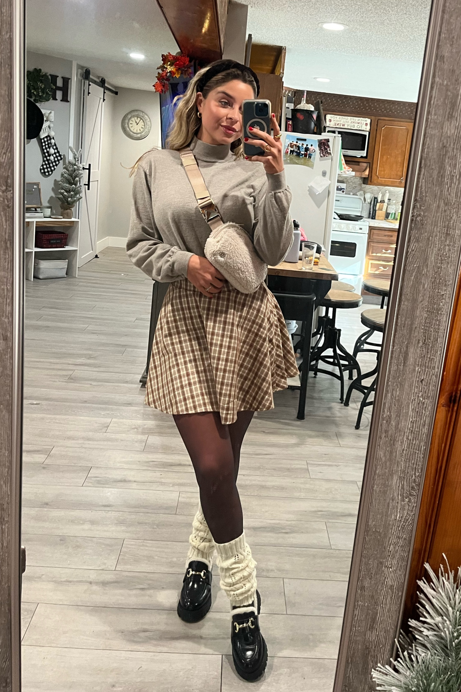 Love a gossip girl look 💋
💋 plaid skirt
💋 turtleneck sweater
💋 black sheer tights
💋 knit leg warmers
💋 my favorite loafers 
💋 lulu belt bag 
💋 and of course a Blair headband xoxo

#LTKitbag #LTKstyletip #LTKshoecrush