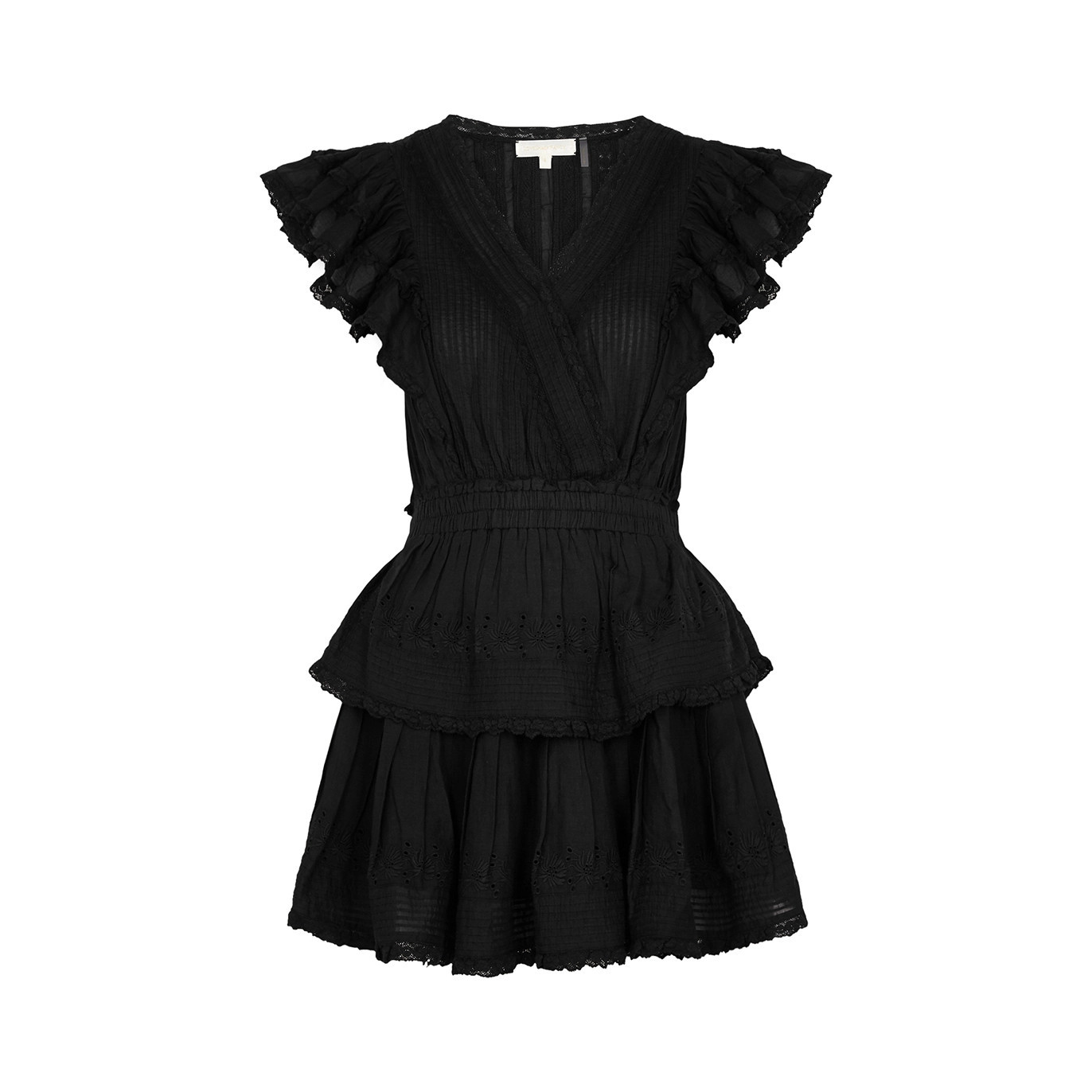 LoveShackFancy Gwen Black Cotton Mini Dress - L | Harvey Nichols (Global)