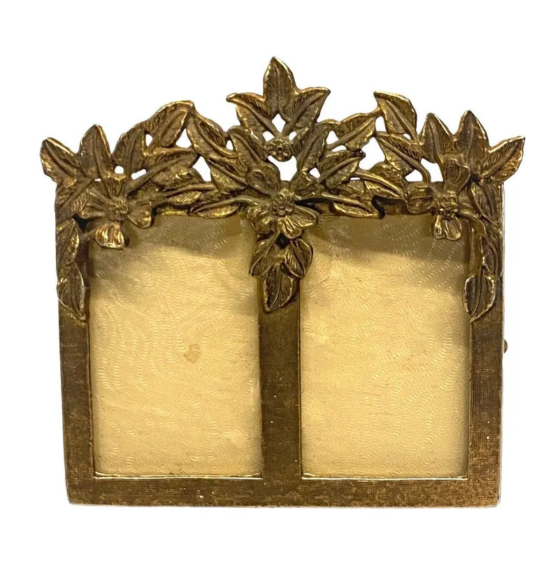 Vintage Brass Double Mini Frame Free Standing Velvet Back Load Ornate Floral - Etsy | Etsy (US)