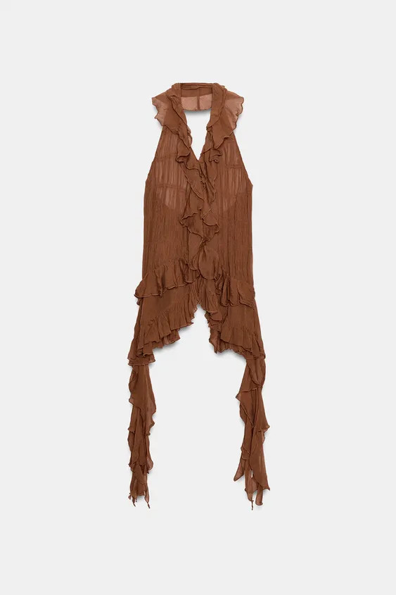 ZW COLLECTION HALTER TOP WITH RUFFLES | Zara UK