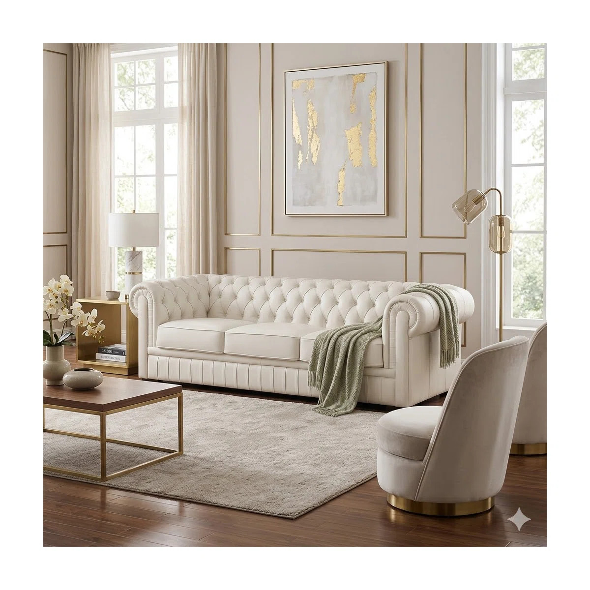 Audiel 94.5"Handcrafted Top Grain Cow Genuine Leather Chesterfield Sofa | Wayfair North America