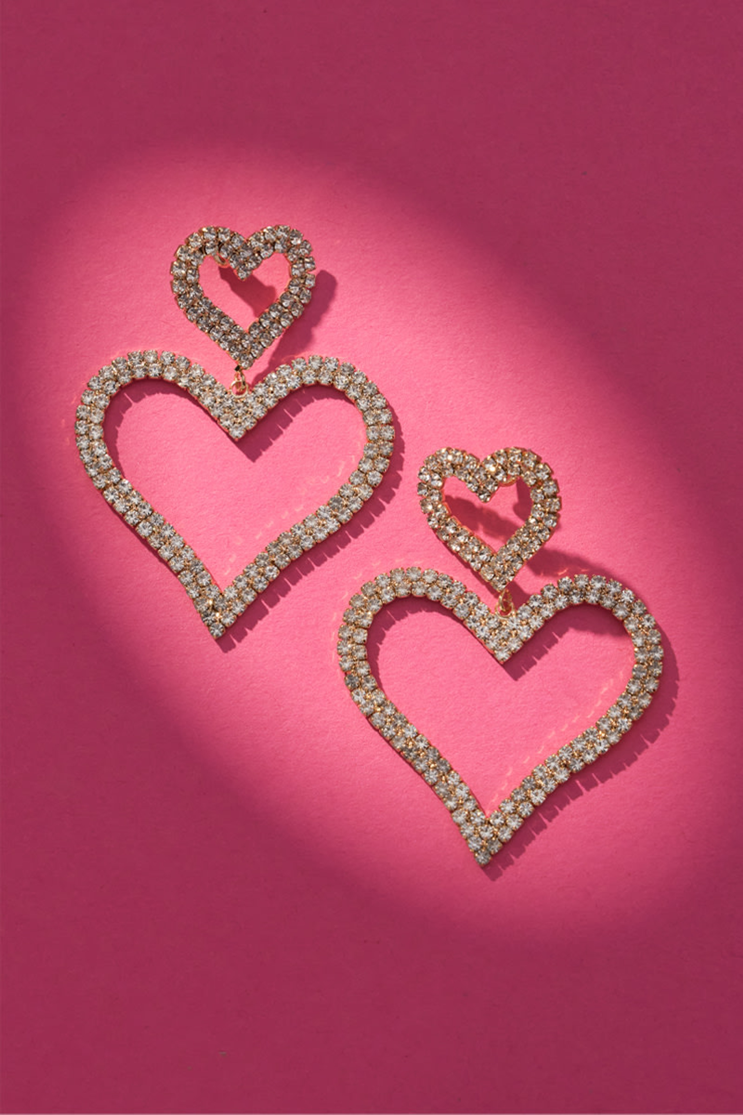 Luxe Gold Plated CZ Pave Heart Chandelier Earrings | Francesca's