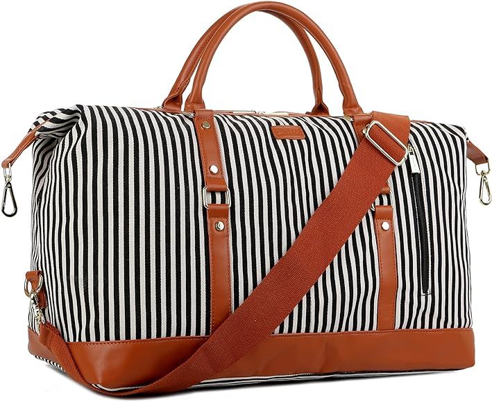 Amazon.com | BAOSHA HB-14 Canvas Travel Tote Duffel Bag Carry on Weekender Overnight Bag Oversize... | Amazon (US)