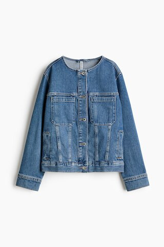 H & M - Collarless trucker jacket - Denim Blue | H&M (UK, MY, IN, SG, PH, TW, HK)