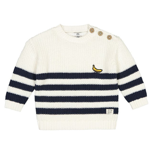 Pull col rond rayé coton bio 1 mois-4 ans | La Redoute (FR)