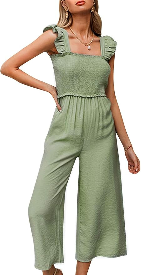 BerryGo Women's Sleeveless Wide Leg Jumpsuit Strap Long Pants Romper | Amazon (US)