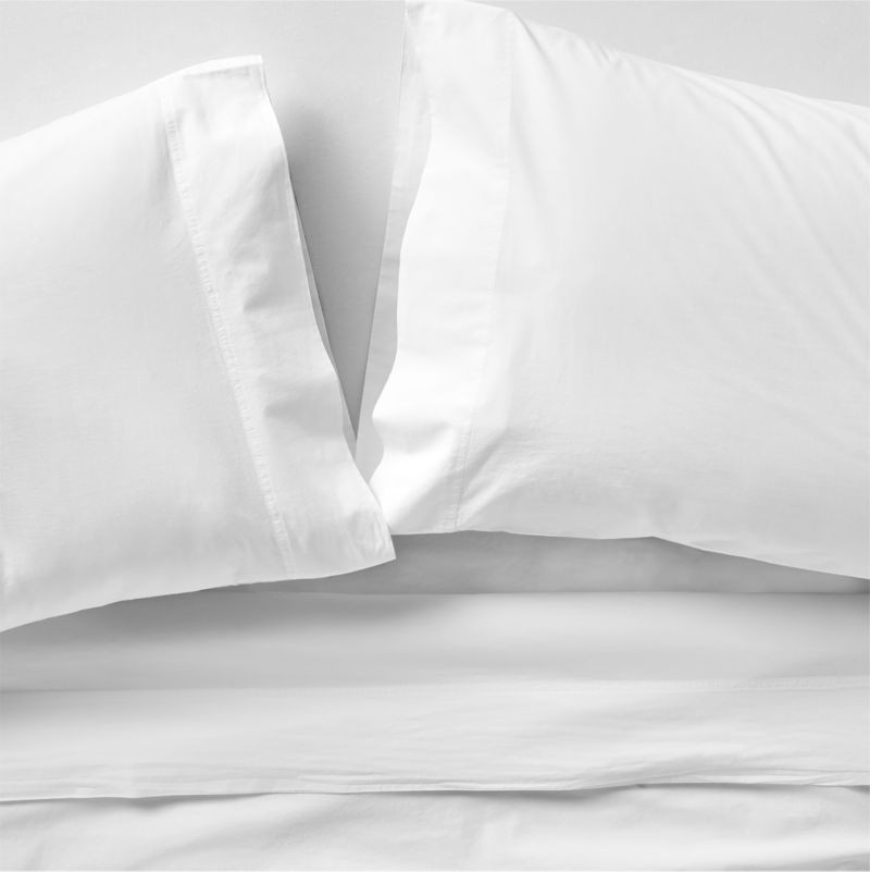 Favorite Washed Organic Cotton White Full Bed Sheet Set + Reviews | Crate & Barrel | Crate & Barrel