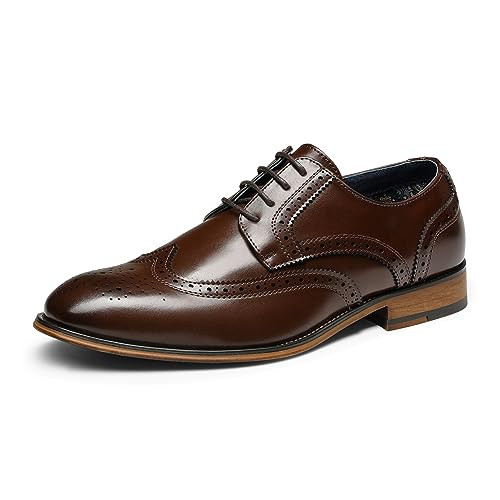 Bruno Marc Men's Lace Up Soft Cap-Toe Formal Dress Shoes,Size 10.5,Dark Brown-Wingtip,Louis_2 | Amazon (US)