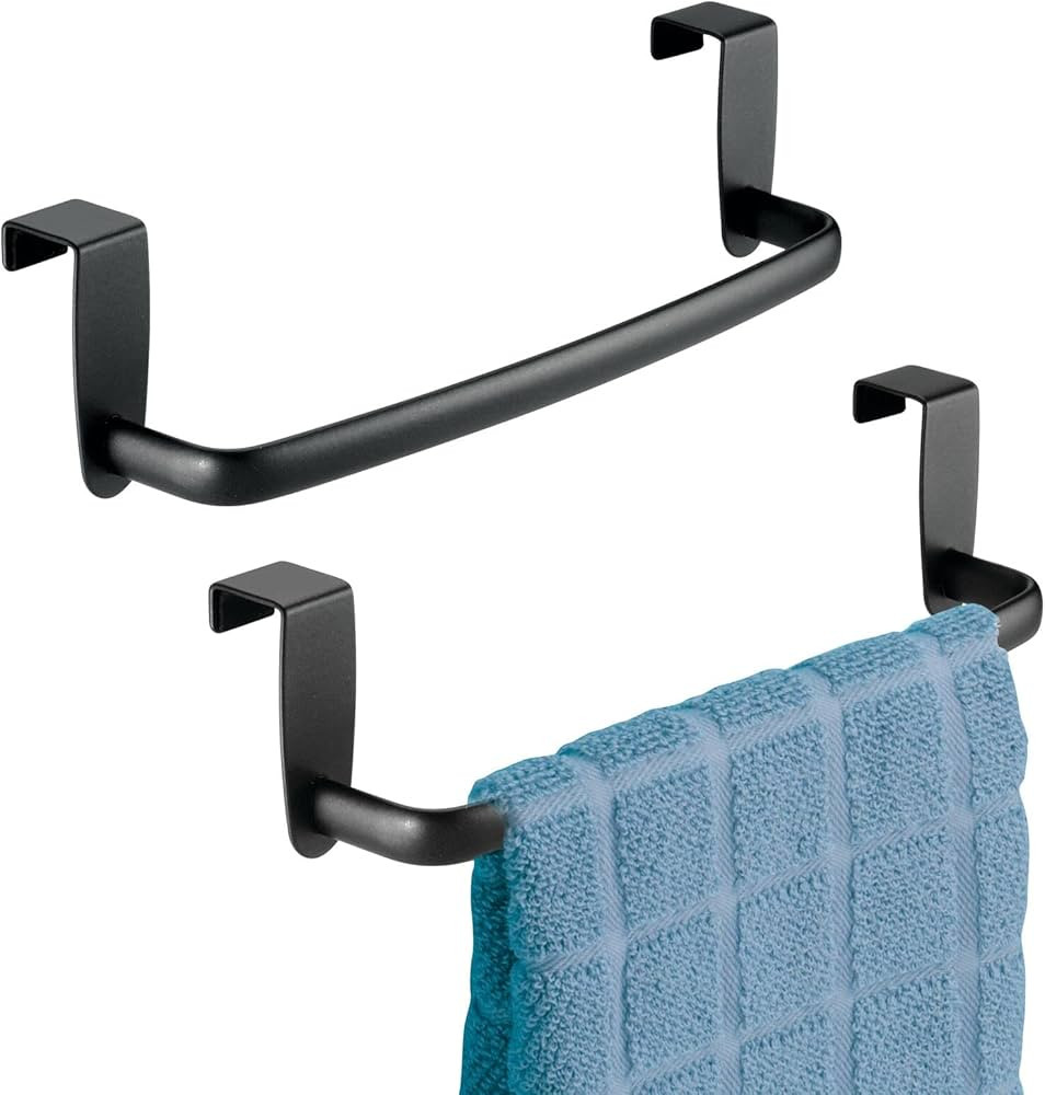 mDesign Steel Metal Wire Over Cabinet Towel Rack Storage Organizer - Hang on Cabinet or Door - To... | Amazon (US)