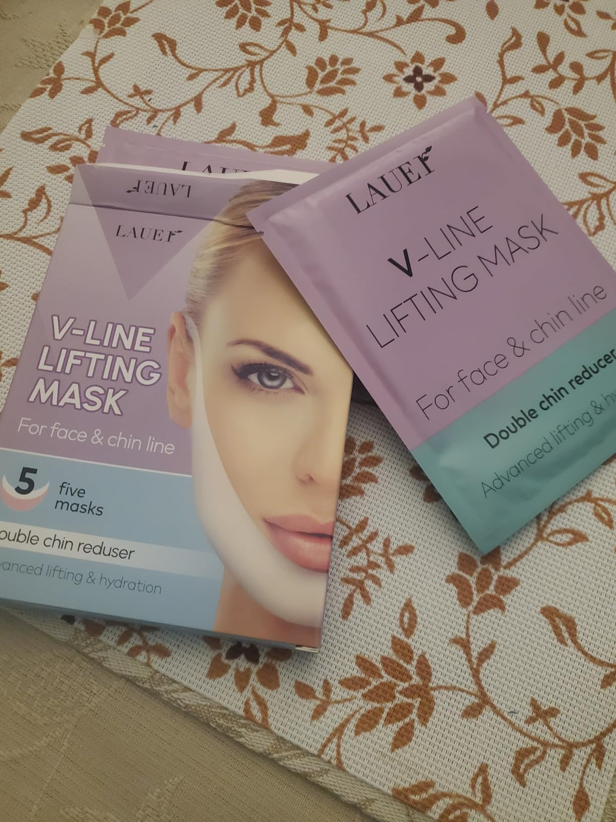 V Shaped Contouring Face Mask Line Shaping Lifting Belt Neck Reduction Jawline Lift Tape Enhancer Firming Chin Up Collagen Hyaluronic Acid Aloe Vera | Amazon (US)