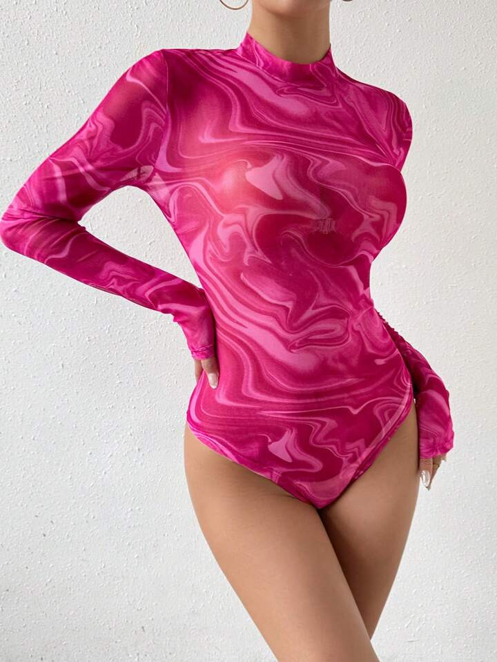 SHEIN Privé Ladies' Random Floral Printed Bodysuit | SHEIN