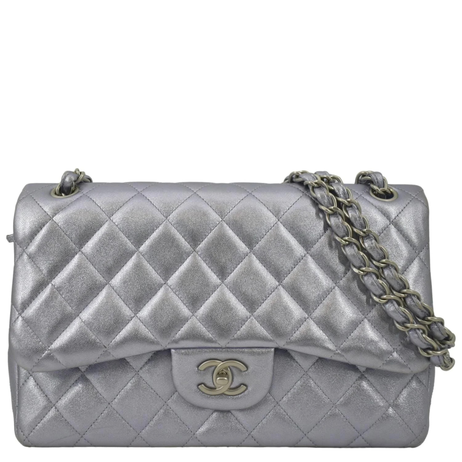 Pre-Owned CHANEL Jumbo Flap Quilted Leather Shoulder Bag Light Purple | Walmart (US)