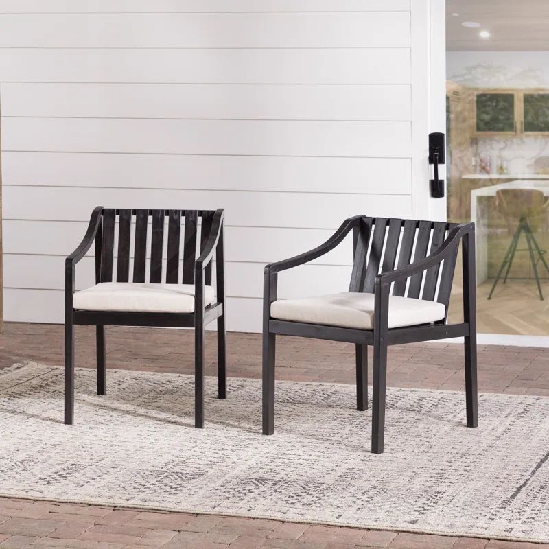 Antilles Acacia Outdoor Dining Armchair with Cushion (Set of 2) | Wayfair North America