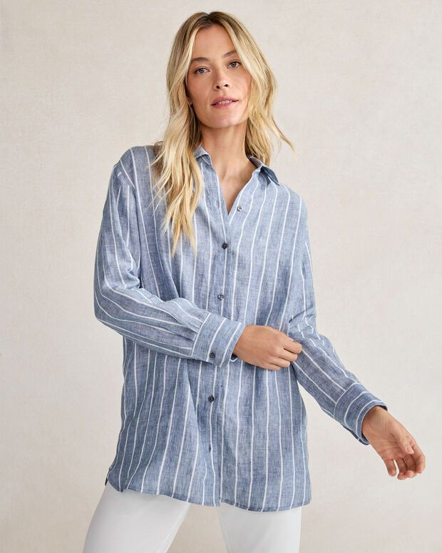 Linen Striped Oversized Shirt | Talbots