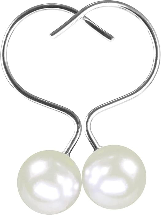 White Decorative Shower Curtain Hooks: 12 Pcs Elegant Ivory Pearl Design Rustproof Stainless Stee... | Amazon (US)
