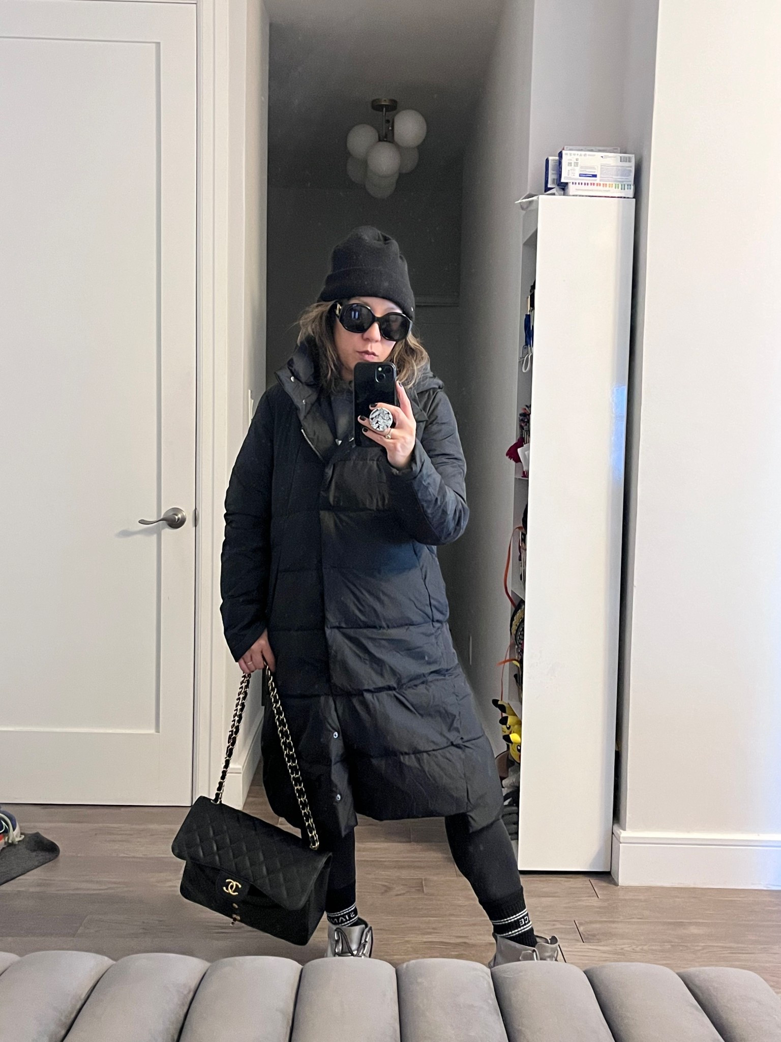 Black on black on black. Tried and true colorway. This is the longer version of the warmest coat ever. I’m wearing an xs. I like the pop of white on the zippers. Very New York winter chic.

#LTKootd #LTKmomlife #LTKSeasonal