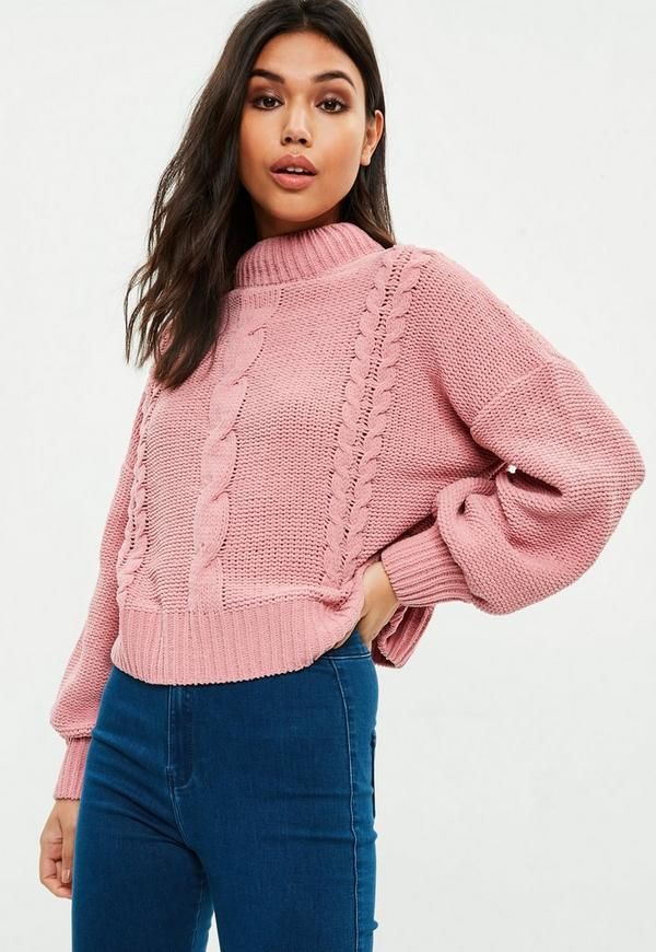 Pink Chenille Cable Knit Sweater | Missguided (US & CA)