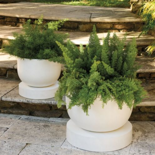 Prynn Planter with Saucer Handmade Cement & Natural Fiber for Outdoor Spaces | Ballard Designs, Inc.