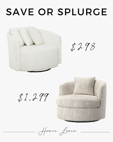 Save or Splurge - Swivel Chair! So cute and affordable!

Furniture, home decor, interior design, swivel chair, upholstered chair, Walmart, Crate and Barrel #Furniture #HomeDecor #Walmart #CrateandBarrel

Follow my shop @homielovin on the @shop.LTK app to shop this post and get my exclusive app-only content!

#LTKSaleAlert #LTKHome #LTKSeasonal