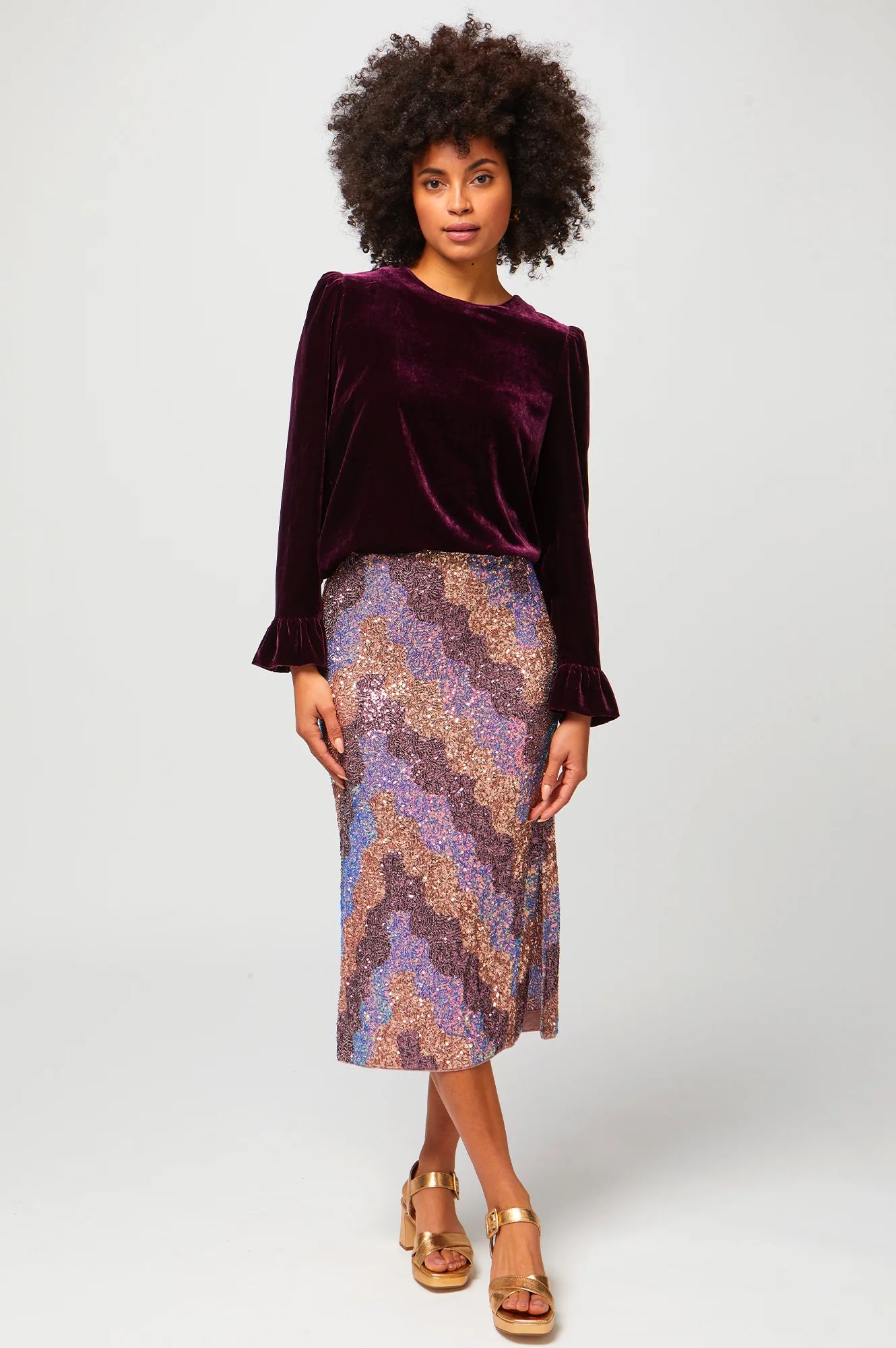 Sequin Midi Skirt | Pastel Multi | Aspiga
